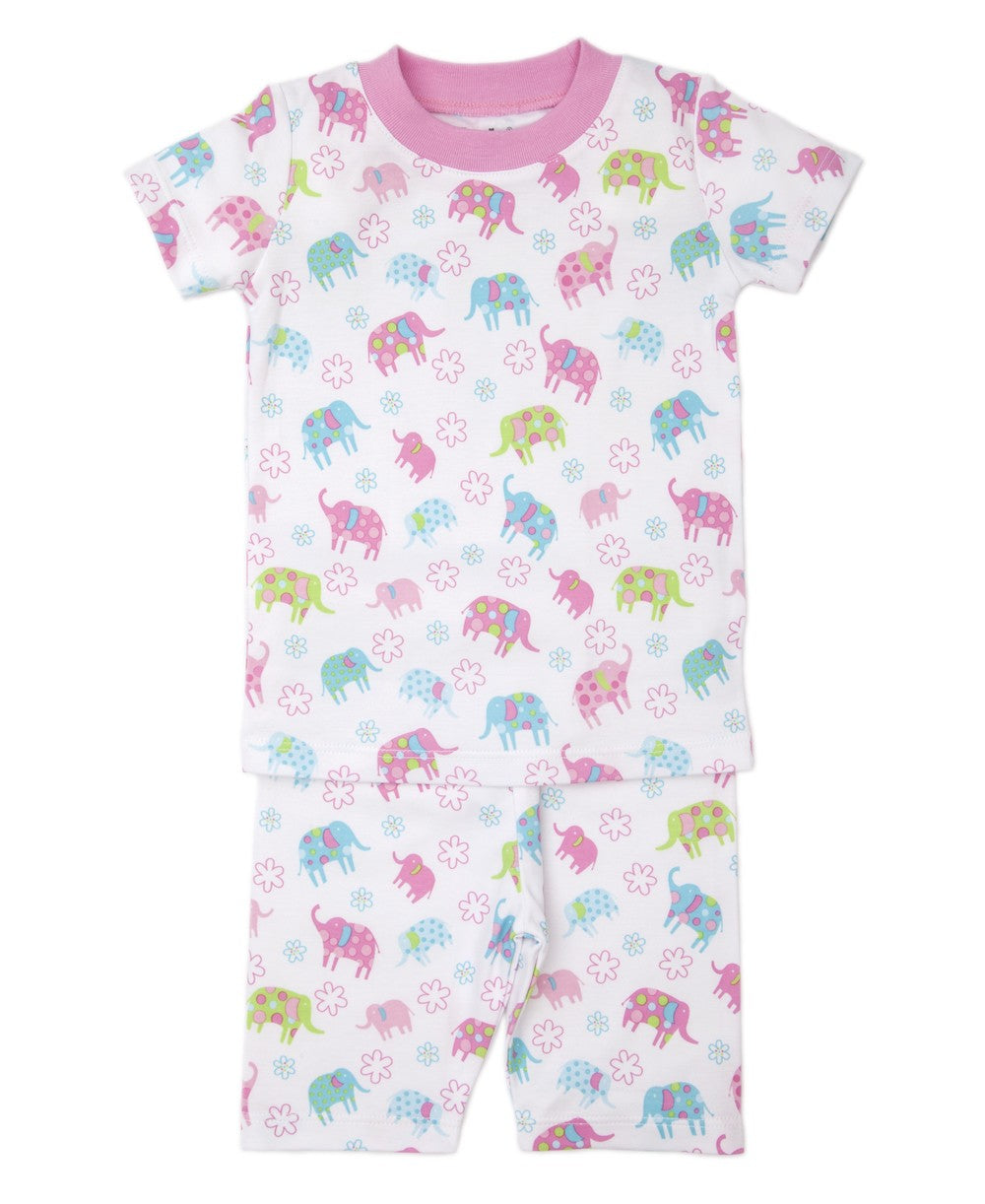 Kissy Kissy Girls Pink / Blue Ele-Fun Elephant Print Short Pajamas