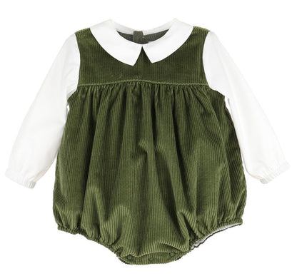 Sophie & Lucas Baby Boys Loden Green Cord Bubble Set