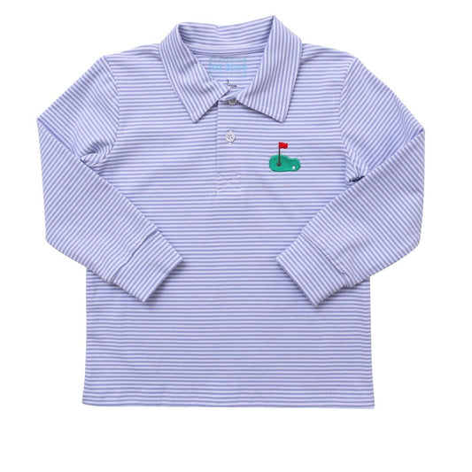 Itsy Bitsy Boys Blue Striped Polo Shirt - Golf by Itsy Bitsy