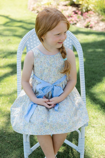 Bailey Boys Girls Buttercup Floral Sleeveless Dress - Blue Sash Best Dressed Child Bailey Boys Girls Buttercup Floral Sleeveless Dress - Blue Sash Best Dressed Child