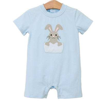 Trotter Street Kids Baby Boys Blue Easter Bunny Romper