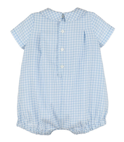 Luli & Me Baby Boys Blue Gingham Pocket Bubble