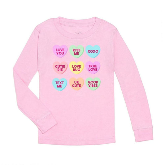 Sweet Wink Girls Valentine's Day Candy Hearts Long Sleeve Shirt - Pink