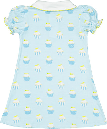 Sal & Pimenta Girls Knit Dress - Aqua Sugar High Cupcakes