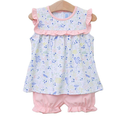 Trotter Street Kids Toddler Girls Pink Enchanted Mouse Bloomers Set