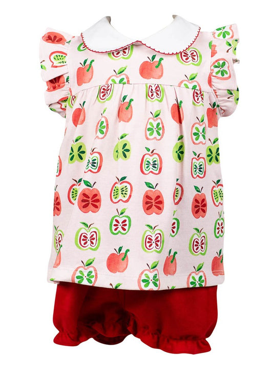 Proper Peony Pima Girls Red Gala Apples Bloomers Set
