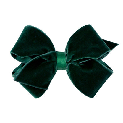 Wee Ones Girls Velvet / Satin Overlay Bow - Forest Green