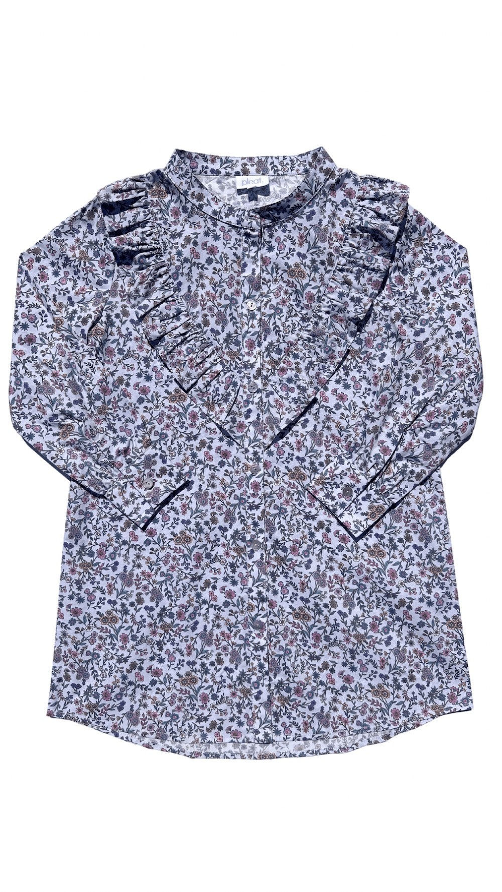 pleat Collection Girls Annie Ruffle Dress - Plum Purple Floral
