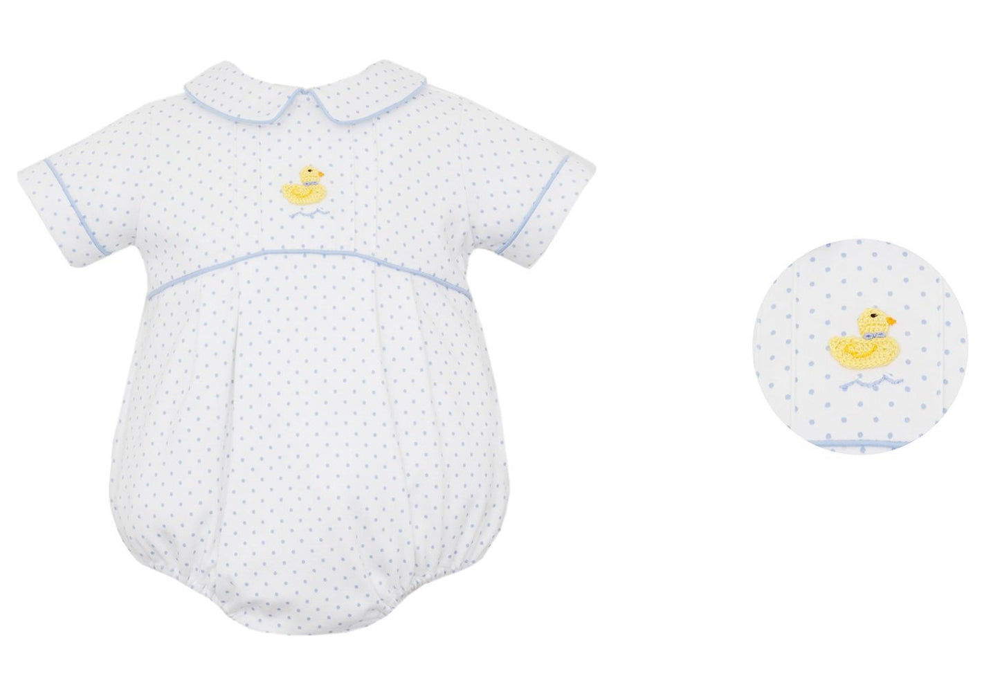 Petit Bebe Knits Baby Boys White / Blue Dots Ducks Bubble