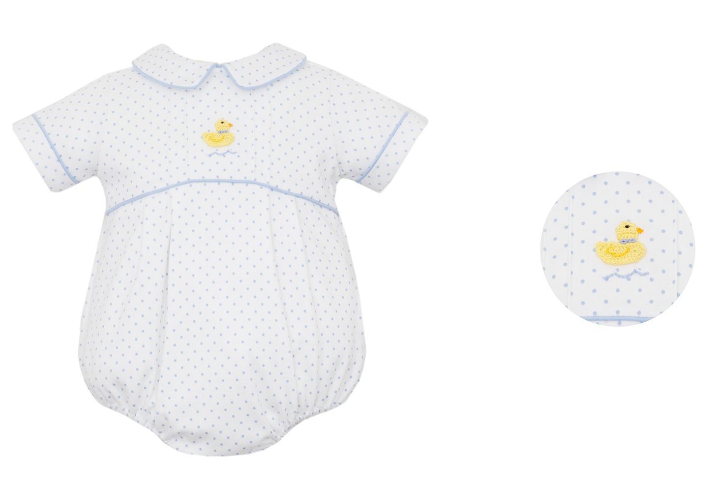 Petit Bebe Knits Baby Boys White / Blue Dots Ducks Bubble