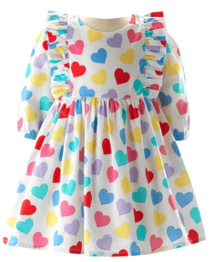 Rachel Riley London Girls Confetti Heart Frill Dress