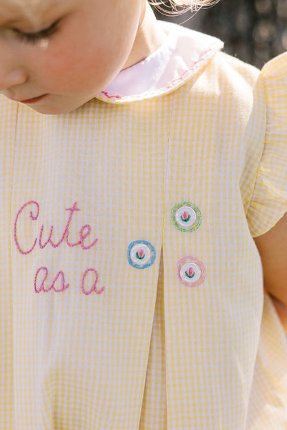 Proper Peony Girls Yellow Check Cute as a Button Bubble