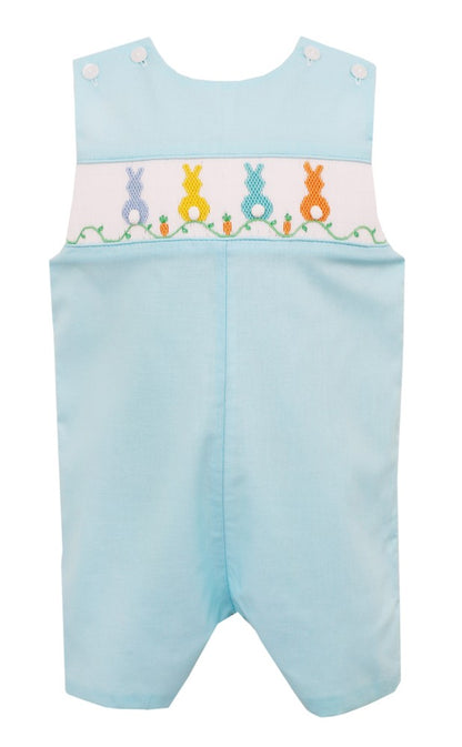 Anavini Boys Aqua Smocked Easter Bunny Cottontails Jon Jon with Shirt