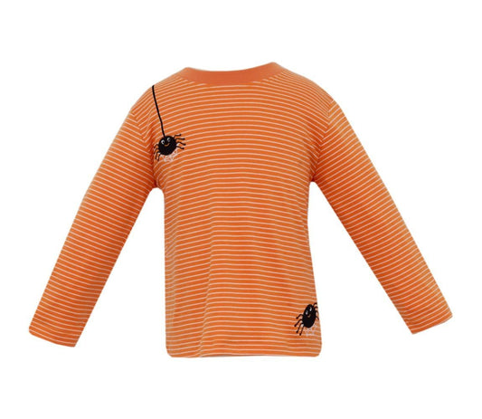 Claire & Charlie Boys Orange Striped Shirt - Halloween Spiders by Claire & Charlie