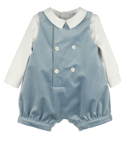 Luli & Me Boys Dressy Jon Jon with Shirt - Velvet - French Blue