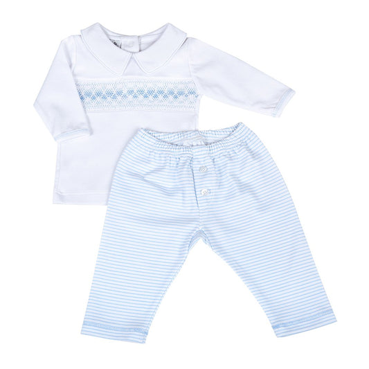Magnolia Baby Toddler Boys Lilly and Logan Smocked Pant Set - Blue