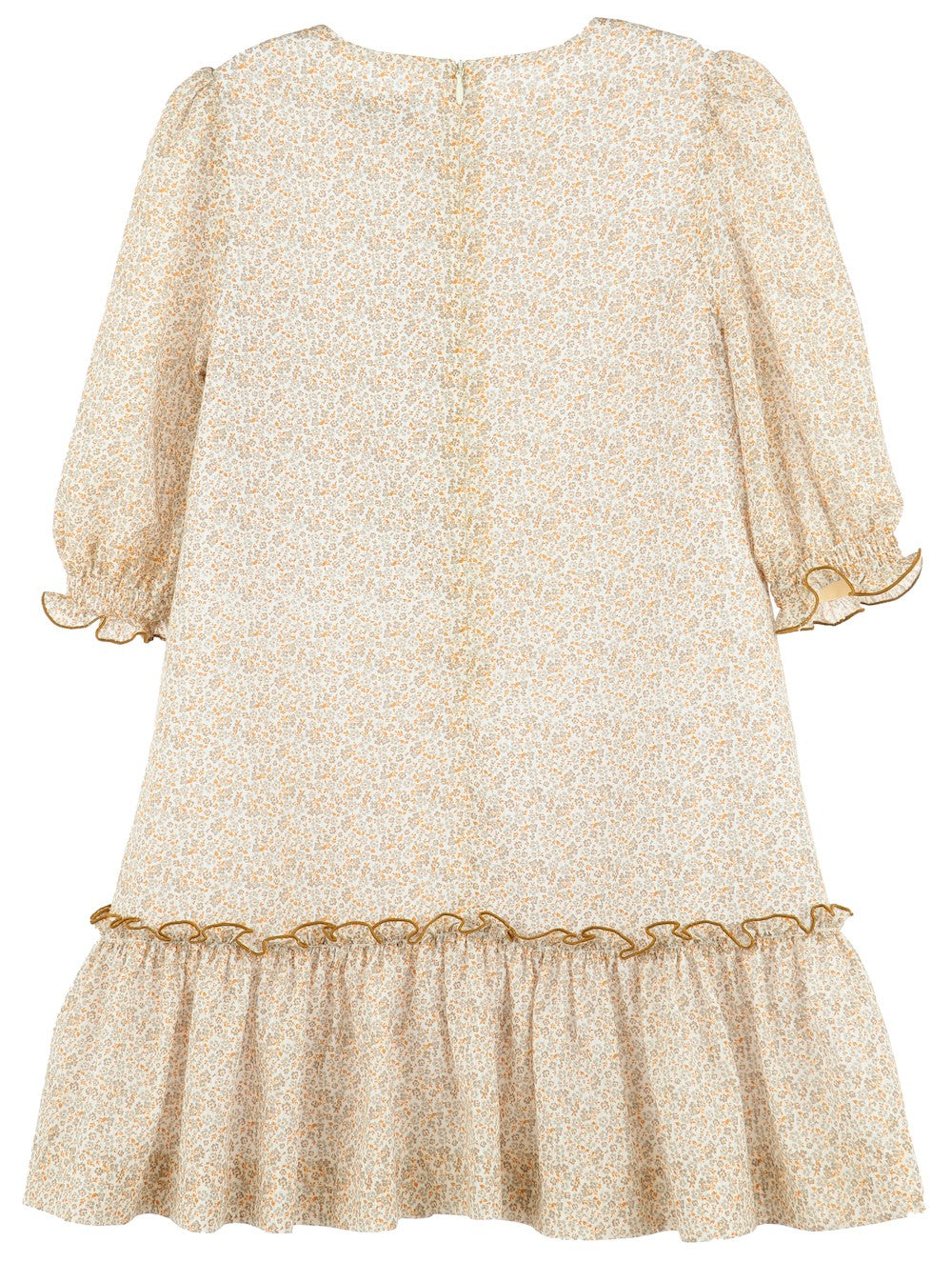 Luli & Me Girls Golden Honey Floral Dress - Ruffle Hem