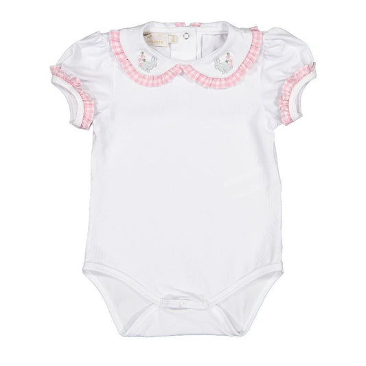 Sal & Pimenta Girls Onesie - Pink Garden Bunny Collar