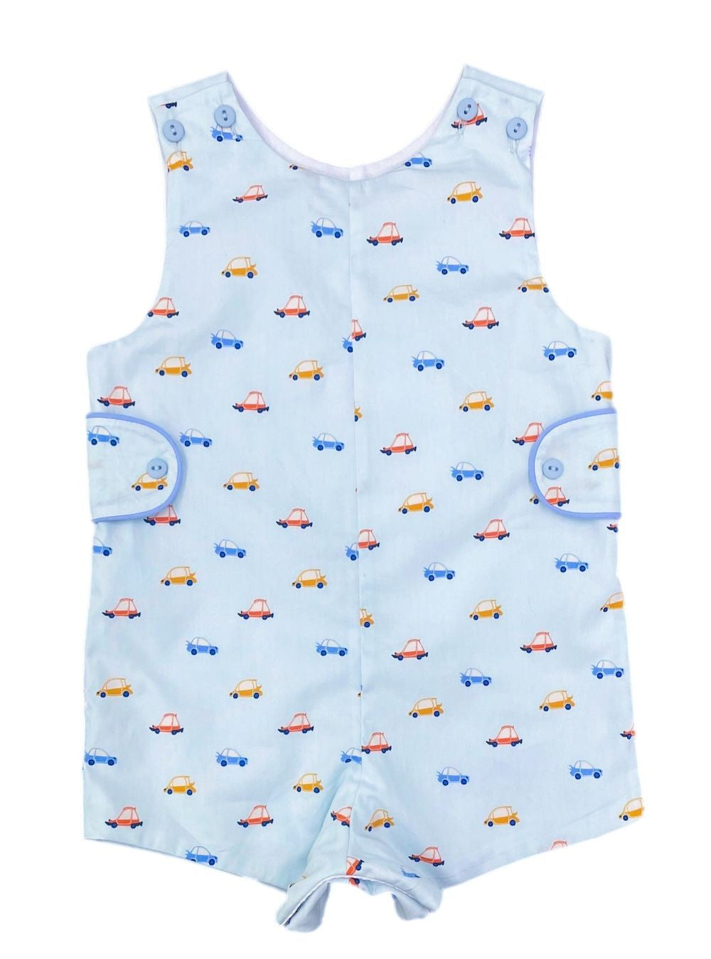 James & Lottie Boys Knit Reed Jon Jon - Blue Cars Print