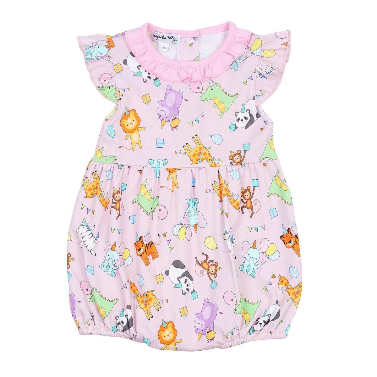 Magnolia Baby Girls Pink Birthday Cake, Presents, Party Printed Flutters Bubble