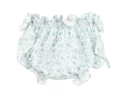 Sophie & Lucas Baby Girls Blue Green Perennial Blooms Bloomers Set
