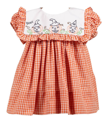 Proper Peony Girls Orange Halloween Jack O'Lantern Dress