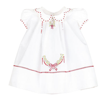 Sophie & Lucas Girls White Peppermint Whimsy Christmas Dress