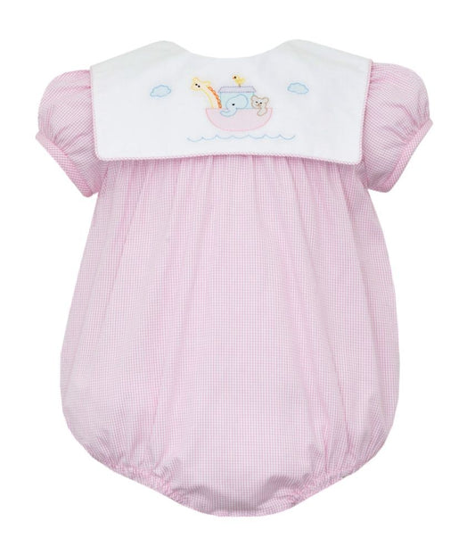 Anavini Baby Girls Pink Check Bubble - Noah's Ark Collar