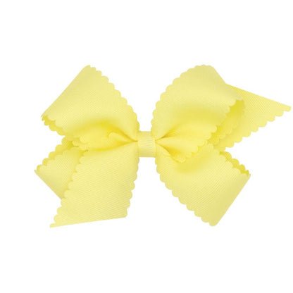 Wee Ones Girls Grosgrain Hair Bow on Clip - Scallop Edge - Yellow