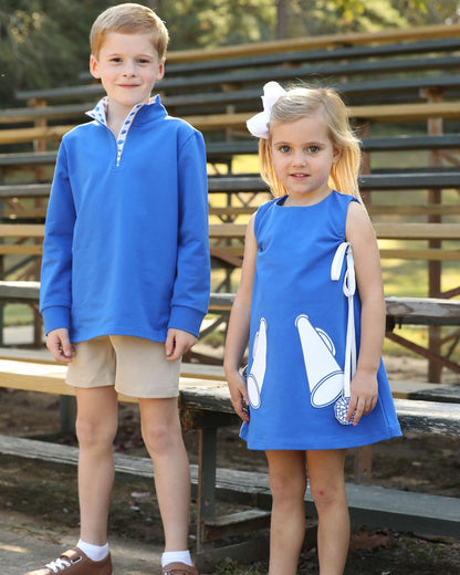 Yellow Lamb Girls Game Day Jumper Cheer Dress - Kentucky Blue
