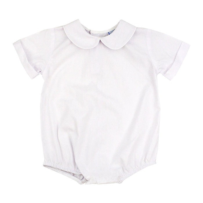 The Bailey Boys White Piped Shirt Onesie - Short Sleeves - Boys