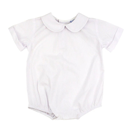 The Bailey Boys White Piped Shirt Onesie - Short Sleeves - Boys