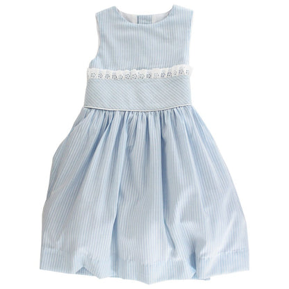 Bailey Boys Girls Sleeveless Dress with Sash - Dressy Blue Skylight Stripe