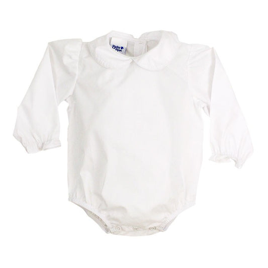 The Bailey Boys White Piped Blouse Onesie - Long Sleeves - Girls