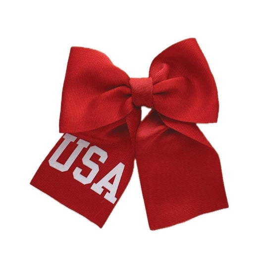 Eva's House Girls Grosgrain Sailor Hair Bow - USA on Red
