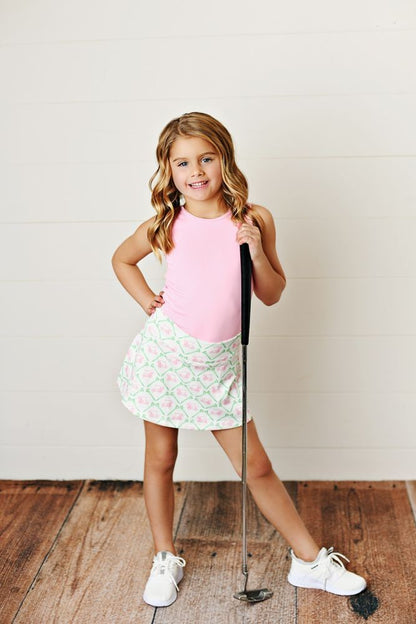 Swoon Baby Active Girls Par-Tee Pink Golf Cart Trellis Tennis Skort