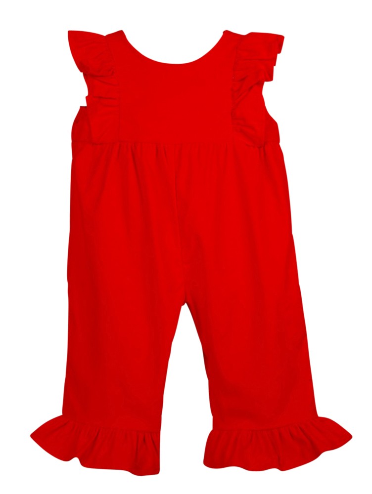 Funtasia Color Works Baby / Toddler Girls Corduroy Ruffle Romper - Red