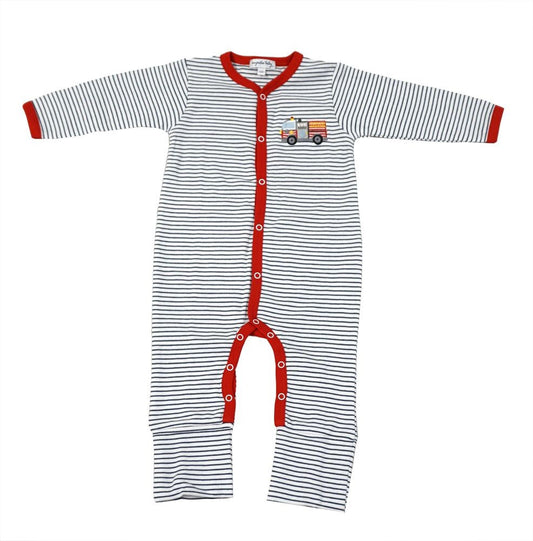 Magnolia Baby Boys Hook and Ladder! Firetruck Playsuit Romper - Long