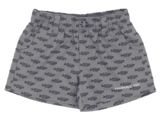 Properly Tied Boys Mallard Shorts - Printed Spotted Bass Fish