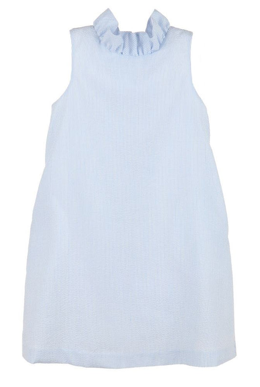 Luli & Me Gabby Girls Blair Dress with Bow on Back - Blue Stripe by Luli & Me