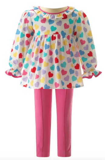 Rachel Riley London Girls Confetti Heart Blouse & Leggings Set