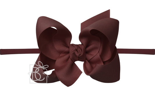 Beyond Creations Girls 1/4" Pantyhose Headband with Attached Bow - Grosgrain - Burgundy by Beyond Creations