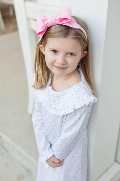 Lila & Hayes Girls Madeline Lounge Dress - Pink Christmas Holiday Wreath by Lila & Hayes