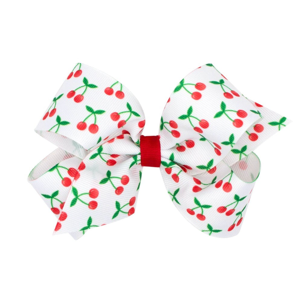 Wee Ones Girls Fruit Print Bow - Red Cherries