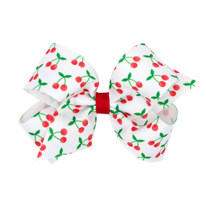 Wee Ones Girls Fruit Print Bow - Red Cherries
