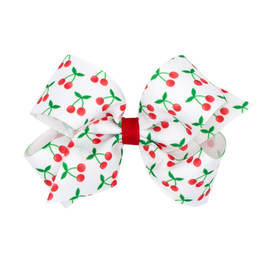 Wee Ones Girls Fruit Print Bow - Red Cherries