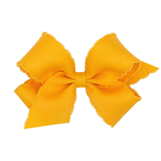 Wee Ones Girls Hair Bow - Monotone Moonstitch - Gold