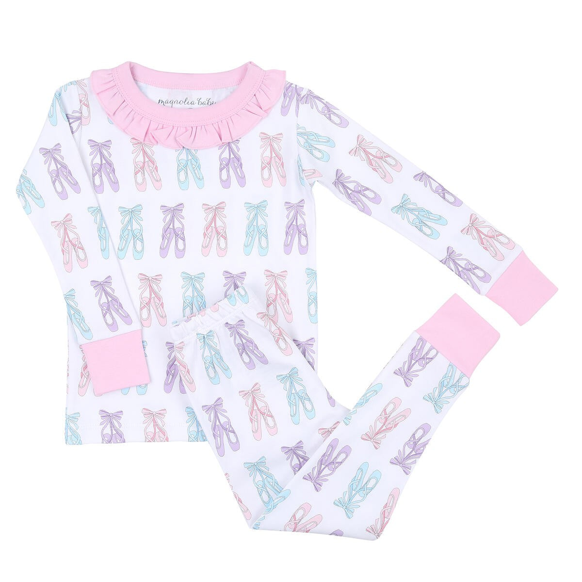 Magnolia Baby Little Girls Pink Ballet Shoes Ballerina Long Pajamas