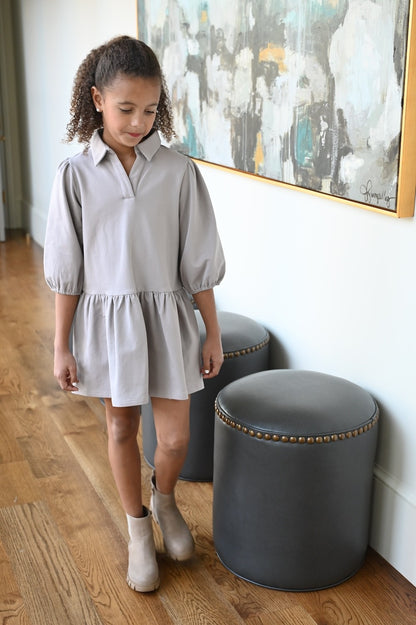 pleat Collection Girls Sweatshirt Dress - Sibley - Tan Fawn