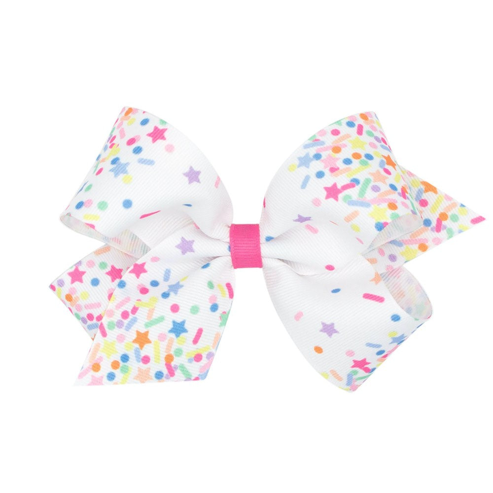 Wee Ones Girls Hair Bow on Clip - Birthday Confetti Dots & Stars